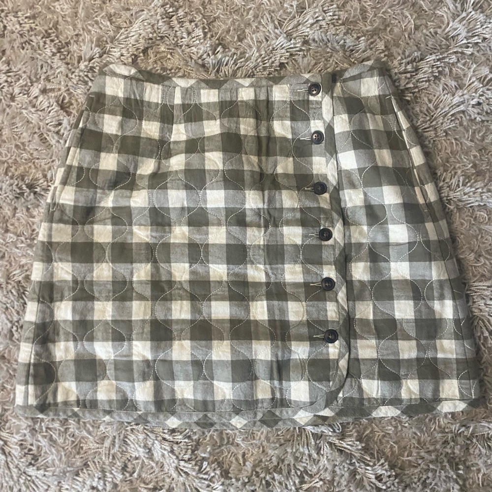 Madewell Curvy Quilted Flannel Mini Skirt in Gingham Check NWT Women’s Size 8 - Picture 2 of 12